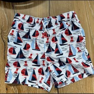 Janie and Jack Sailboat Print Boys Swim Trunks